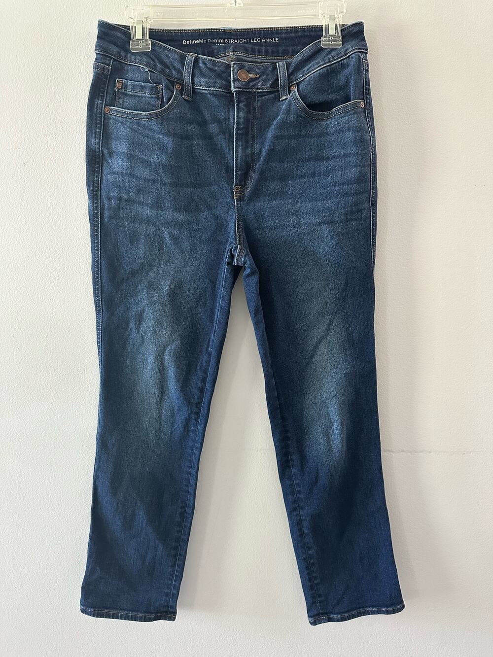Chicos Jeans Women's US 6 Tall Dark Wash Define Denim Straight Leg Ankle